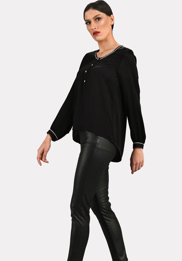 Famatex - Marinière en satin & legging façon cuir